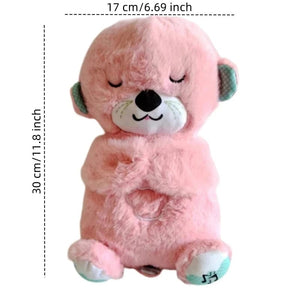 Planet Gates Baby Soothing Animals Plush Toys Breathing Bear Kids Sleeping Appease Companion Sound and Light Stuffed Otter Doll Birthday Gift