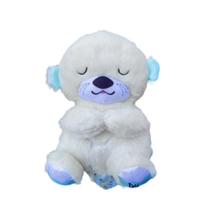Planet Gates Baby Soothing Animals Plush Toys Breathing Bear Kids Sleeping Appease Companion Sound and Light Stuffed Otter Doll Birthday Gift