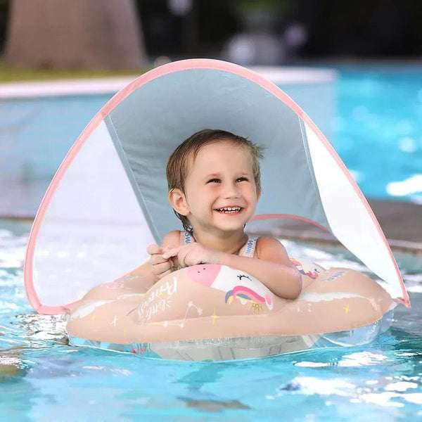 Planet Gates Baby Swimming Float With Canopy Inflatable Infant Ring Kids Pool Accessories Circle Bathing Summer Toys