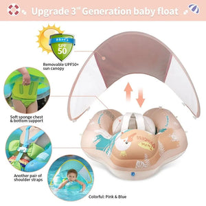 Planet Gates Baby Swimming Float With Canopy Inflatable Infant Ring Kids Pool Accessories Circle Bathing Summer Toys