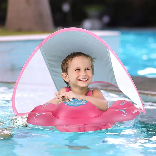 Planet Gates Baby Swimming Float With Canopy Inflatable Infant Ring Kids Pool Accessories Circle Bathing Summer Toys