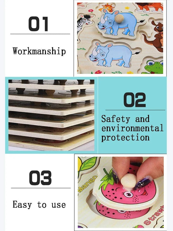 Planet Gates Baby Wooden Grab Board Number Letter Shape Recognition Puzzle Children Early Education Puzzle Toys Montessori Learning TMZ