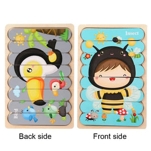 Planet Gates Baby Wooden Montessori Puzzle Child Game Wooden Puzzle 3D Cartoon Animal Puzzle Babies Toys Puzzles For Kids 1 2 3 Year Old