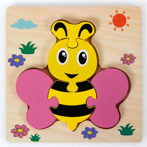 Planet Gates Baby Wooden Montessori Puzzle Child Game Wooden Puzzle 3D Cartoon Animal Puzzle Babies Toys Puzzles For Kids 1 2 3 Year Old