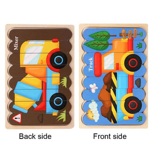 Planet Gates Baby Wooden Montessori Puzzle Child Game Wooden Puzzle 3D Cartoon Animal Puzzle Babies Toys Puzzles For Kids 1 2 3 Year Old