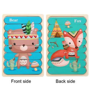 Planet Gates Baby Wooden Montessori Puzzle Child Game Wooden Puzzle 3D Cartoon Animal Puzzle Babies Toys Puzzles For Kids 1 2 3 Year Old
