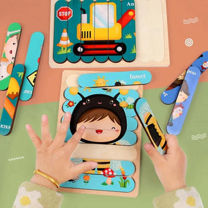 Planet Gates Baby Wooden Montessori Puzzle Child Game Wooden Puzzle 3D Cartoon Animal Puzzle Babies Toys Puzzles For Kids 1 2 3 Year Old