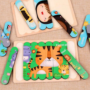 Planet Gates Baby Wooden Montessori Puzzle Child Game Wooden Puzzle 3D Cartoon Animal Puzzle Babies Toys Puzzles For Kids 1 2 3 Year Old