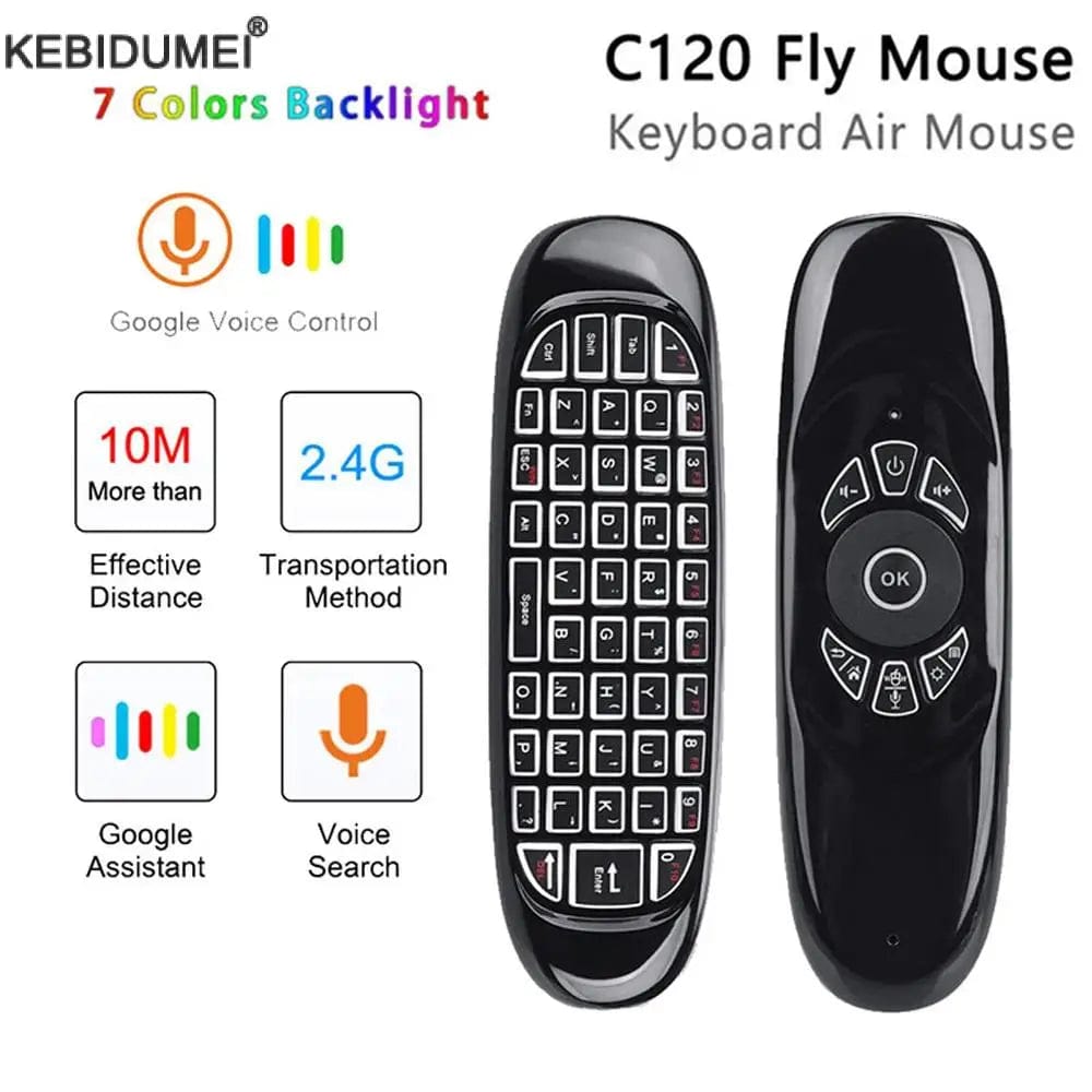 Planet Gates Backlit / CHINA C120 RGB Backlight Fly Air Mouse Gyro Sensor Wireless 2.4G RF Keyboard Remote Control For Android Smart TV Box
