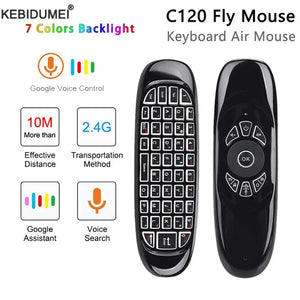 Planet Gates Backlit / CHINA C120 RGB Backlight Fly Air Mouse Gyro Sensor Wireless 2.4G RF Keyboard Remote Control For Android Smart TV Box