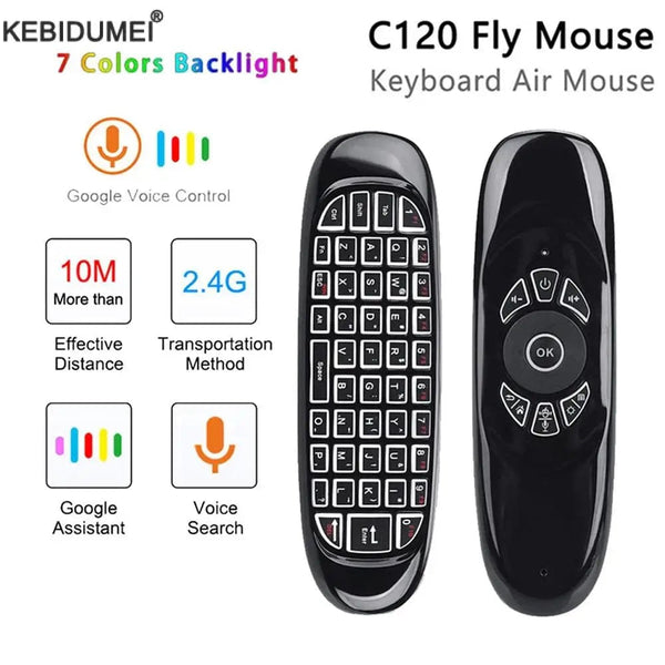 Planet Gates Backlit / CHINA C120 RGB Backlight Fly Air Mouse Gyro Sensor Wireless 2.4G RF Keyboard Remote Control For Android Smart TV Box