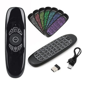 Planet Gates Backlit / CHINA C120 RGB Backlight Fly Air Mouse Gyro Sensor Wireless 2.4G RF Keyboard Remote Control For Android Smart TV Box