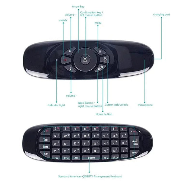 Planet Gates Backlit / CHINA C120 RGB Backlight Fly Air Mouse Gyro Sensor Wireless 2.4G RF Keyboard Remote Control For Android Smart TV Box