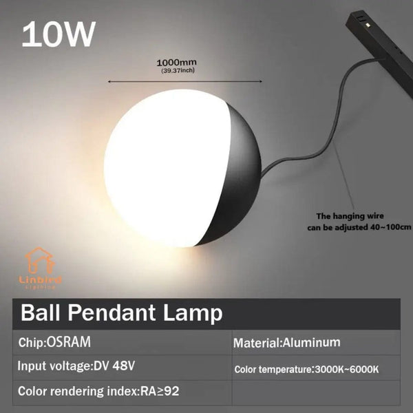 Planet Gates Ball-P-Lamp 10w / ZIGBEE Smart Magnetic Track Rail Light System Modern Flexible Fixture LED Spotlight DC48V Ceiling Indoor Light Smart Home Lamp Living