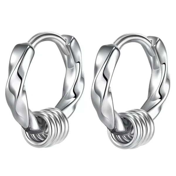 Planet Gates Ball Silver Black / 12mm 1 Pair Stainless Steel Hoop Earrings for Men Women Small Circle Metal Ball Anti-allergic Ear Buckle Rock Hip Hop Jewelry