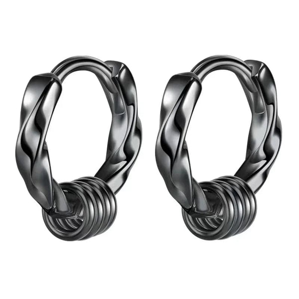Planet Gates Ball Silver Black / 12mm 1 Pair Stainless Steel Hoop Earrings for Men Women Small Circle Metal Ball Anti-allergic Ear Buckle Rock Hip Hop Jewelry