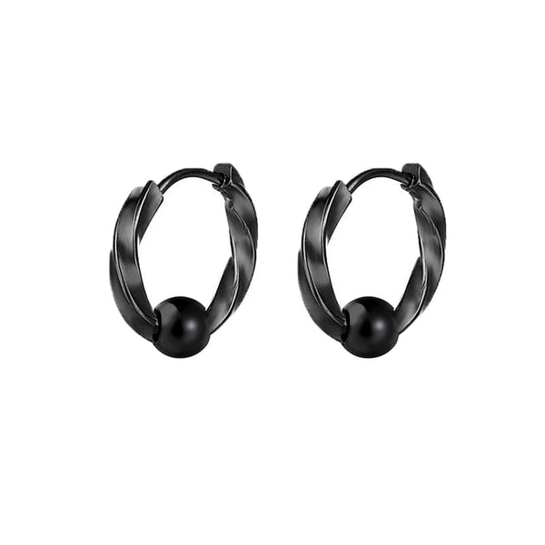 Planet Gates Ball Silver Black / 12mm 1 Pair Stainless Steel Hoop Earrings for Men Women Small Circle Metal Ball Anti-allergic Ear Buckle Rock Hip Hop Jewelry