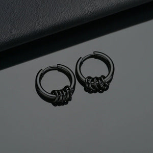 Planet Gates Ball Silver Black / 12mm 1 Pair Stainless Steel Hoop Earrings for Men Women Small Circle Metal Ball Anti-allergic Ear Buckle Rock Hip Hop Jewelry