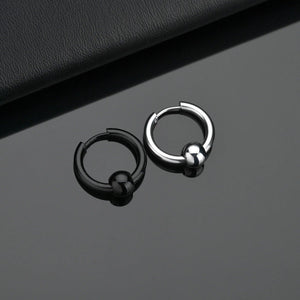 Planet Gates Ball Silver Black / 12mm 1 Pair Stainless Steel Hoop Earrings for Men Women Small Circle Metal Ball Anti-allergic Ear Buckle Rock Hip Hop Jewelry