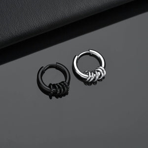Planet Gates Ball Silver Black / 12mm 1 Pair Stainless Steel Hoop Earrings for Men Women Small Circle Metal Ball Anti-allergic Ear Buckle Rock Hip Hop Jewelry