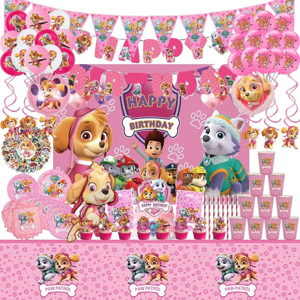 Planet Gates Balloon Suit 8-9PCS / CHINA Pink Paw Patrol Skye Birthday Party Decorations Skye Foil Latex Balloons  Tableware Plate Backdrop For Kids Girls Party Supplies