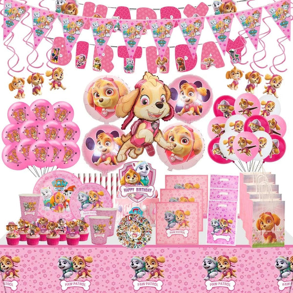 Planet Gates Balloon Suit 8-9PCS / CHINA Pink Paw Patrol Skye Birthday Party Decorations Skye Foil Latex Balloons  Tableware Plate Backdrop For Kids Girls Party Supplies