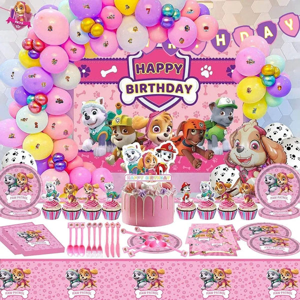 Planet Gates Balloon Suit 8-9PCS / CHINA Pink Paw Patrol Skye Birthday Party Decorations Skye Foil Latex Balloons  Tableware Plate Backdrop For Kids Girls Party Supplies