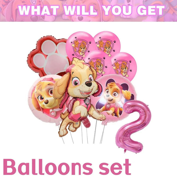Planet Gates Balloon Suit 8-9PCS / CHINA Pink Paw Patrol Skye Birthday Party Decorations Skye Foil Latex Balloons  Tableware Plate Backdrop For Kids Girls Party Supplies