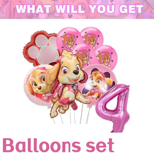 Planet Gates Balloon Suit 8-9PCS / CHINA Pink Paw Patrol Skye Birthday Party Decorations Skye Foil Latex Balloons  Tableware Plate Backdrop For Kids Girls Party Supplies