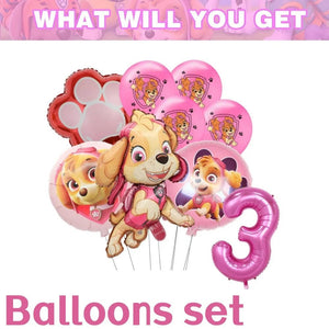 Planet Gates Balloon Suit 8-9PCS / CHINA Pink Paw Patrol Skye Birthday Party Decorations Skye Foil Latex Balloons  Tableware Plate Backdrop For Kids Girls Party Supplies