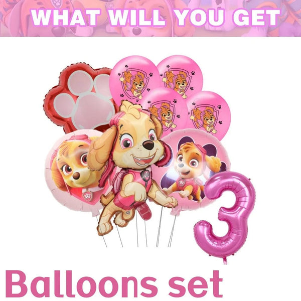 Planet Gates Balloon Suit 8-9PCS / CHINA Pink Paw Patrol Skye Birthday Party Decorations Skye Foil Latex Balloons  Tableware Plate Backdrop For Kids Girls Party Supplies