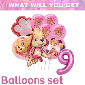 Planet Gates Balloon Suit 8-9PCS / CHINA Pink Paw Patrol Skye Birthday Party Decorations Skye Foil Latex Balloons  Tableware Plate Backdrop For Kids Girls Party Supplies