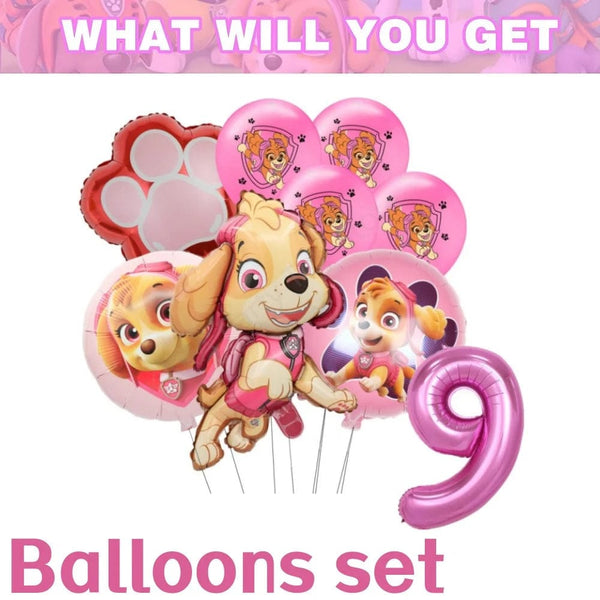 Planet Gates Balloon Suit 8-9PCS / CHINA Pink Paw Patrol Skye Birthday Party Decorations Skye Foil Latex Balloons  Tableware Plate Backdrop For Kids Girls Party Supplies