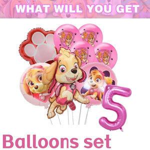 Planet Gates Balloon Suit 8-9PCS / CHINA Pink Paw Patrol Skye Birthday Party Decorations Skye Foil Latex Balloons  Tableware Plate Backdrop For Kids Girls Party Supplies