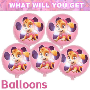 Planet Gates Balloon Suit 8-9PCS / CHINA Pink Paw Patrol Skye Birthday Party Decorations Skye Foil Latex Balloons  Tableware Plate Backdrop For Kids Girls Party Supplies
