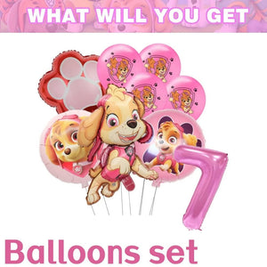 Planet Gates Balloon Suit 8-9PCS / CHINA Pink Paw Patrol Skye Birthday Party Decorations Skye Foil Latex Balloons  Tableware Plate Backdrop For Kids Girls Party Supplies
