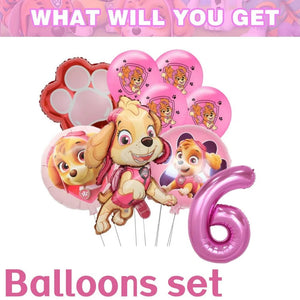 Planet Gates Balloon Suit 8-9PCS / CHINA Pink Paw Patrol Skye Birthday Party Decorations Skye Foil Latex Balloons  Tableware Plate Backdrop For Kids Girls Party Supplies