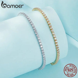 Planet Gates BAMOER 14K Gold Plated CZ Classic Tennis Bracelet for Women, 925 Sterling Silver Adjustable Slider Bracelet Wedding Jewelry Gift
