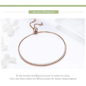 Planet Gates BAMOER 14K Gold Plated CZ Classic Tennis Bracelet for Women, 925 Sterling Silver Adjustable Slider Bracelet Wedding Jewelry Gift