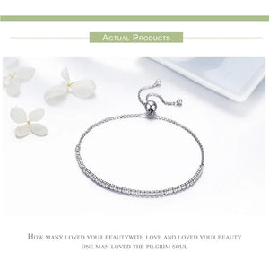 Planet Gates BAMOER 14K Gold Plated CZ Classic Tennis Bracelet for Women, 925 Sterling Silver Adjustable Slider Bracelet Wedding Jewelry Gift