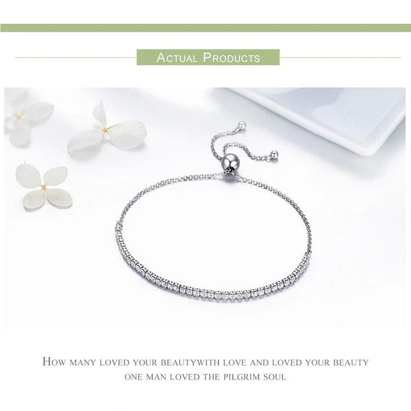 Planet Gates BAMOER 14K Gold Plated CZ Classic Tennis Bracelet for Women, 925 Sterling Silver Adjustable Slider Bracelet Wedding Jewelry Gift