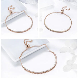 Planet Gates BAMOER 14K Gold Plated CZ Classic Tennis Bracelet for Women, 925 Sterling Silver Adjustable Slider Bracelet Wedding Jewelry Gift