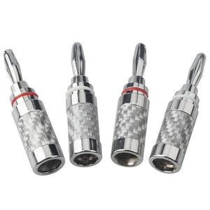 Planet Gates Banana Plug Connector Consumer Electronics Bananas Conector Audio Jack Rhodium Plated Carbon Fiber Screw Press Speaker Terminal