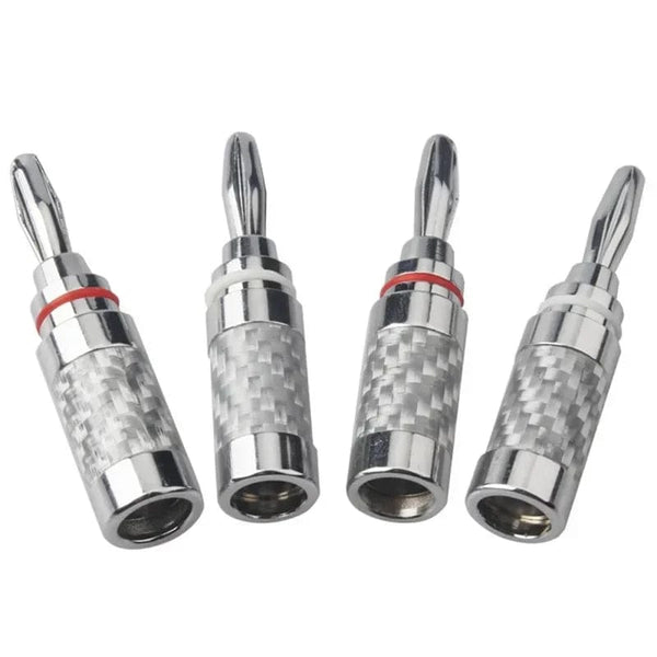 Planet Gates Banana Plug Connector Consumer Electronics Bananas Conector Audio Jack Rhodium Plated Carbon Fiber Screw Press Speaker Terminal