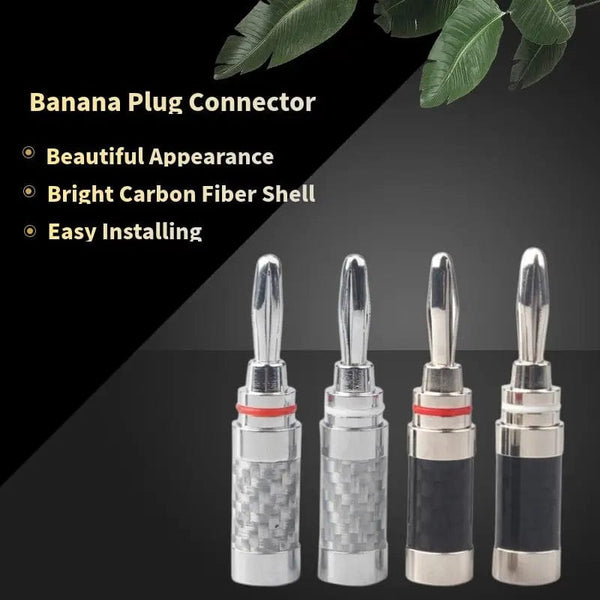Planet Gates Banana Plug Connector Consumer Electronics Bananas Conector Audio Jack Rhodium Plated Carbon Fiber Screw Press Speaker Terminal