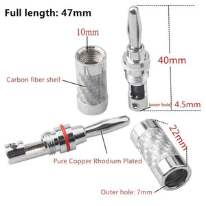 Planet Gates Banana Plug Connector Consumer Electronics Bananas Conector Audio Jack Rhodium Plated Carbon Fiber Screw Press Speaker Terminal