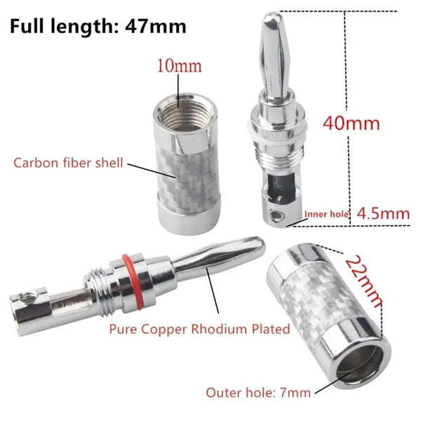 Planet Gates Banana Plug Connector Consumer Electronics Bananas Conector Audio Jack Rhodium Plated Carbon Fiber Screw Press Speaker Terminal