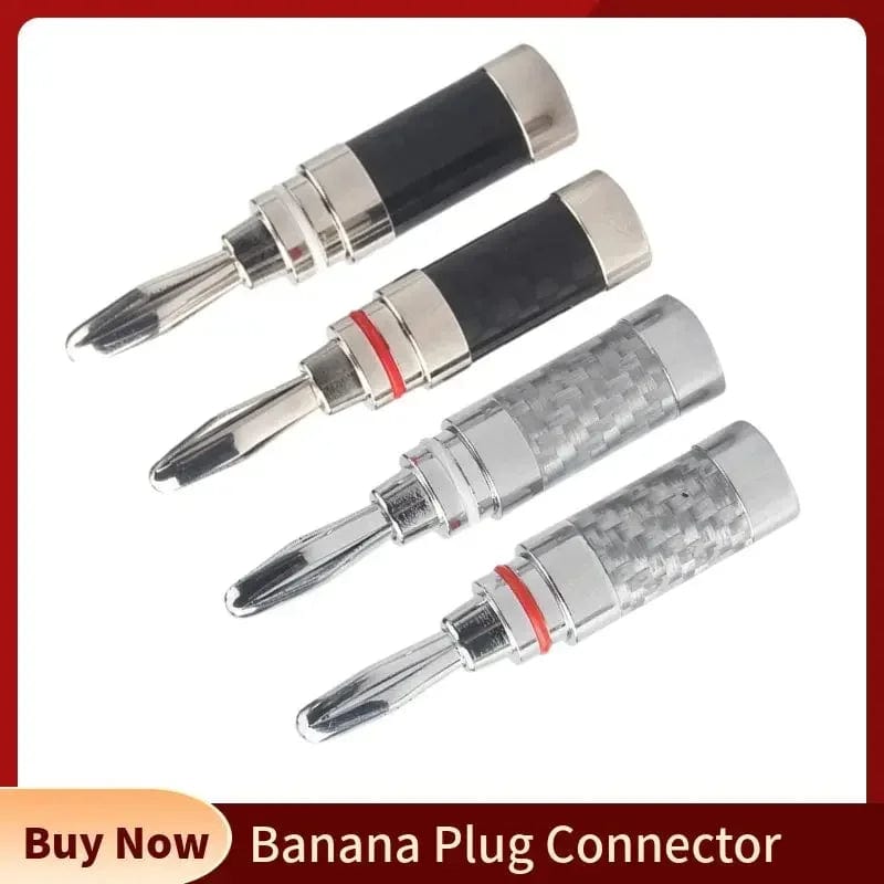 Planet Gates Banana Plug Connector Consumer Electronics Bananas Conector Audio Jack Rhodium Plated Carbon Fiber Screw Press Speaker Terminal