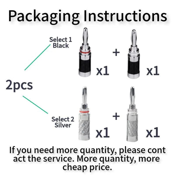 Planet Gates Banana Plug Connector Consumer Electronics Bananas Conector Audio Jack Rhodium Plated Carbon Fiber Screw Press Speaker Terminal