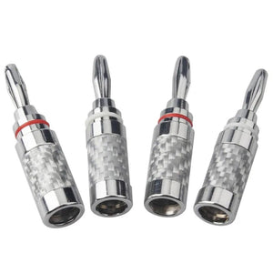Planet Gates Banana Plug Connector Consumer Electronics Bananas Conector Audio Jack Rhodium Plated Carbon Fiber Screw Press Speaker Terminal